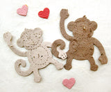Recycled Ideas Favors plantable paper brown and tan monkeys with red mini hearts