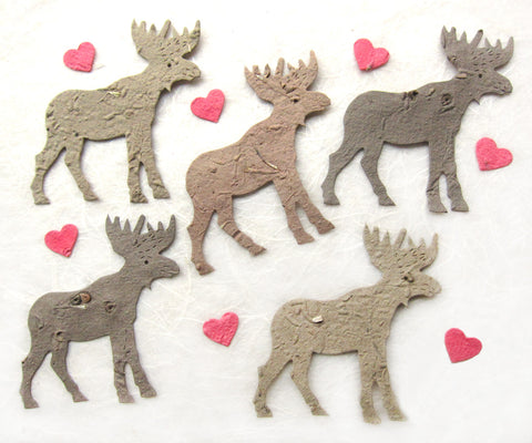 Recycled Ideas Favors plantable paper moose with confetti hearts