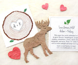 Recycled Ideas Favors plantable paper moose with confetti hearts and cards