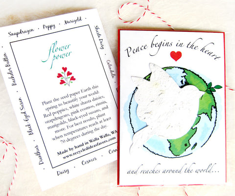 flower seed christmas cards Plantable World Peace Cards - Peace Begins in the Heart and Spreads Around the World