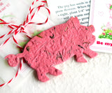 Recycled Ideas Favors plantable paper pig with cards and gift bag