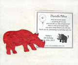 Recycled Ideas Favors plantable paper rhinoceros with card