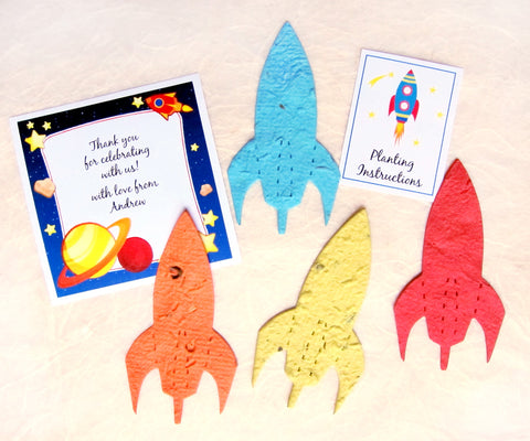 Seed Paper Rockets - Includes Stars - Baby Shower Favors - Plantable Pots Kit