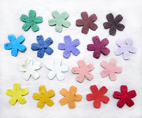 plantable paper cherry blossoms in rainbow colors
