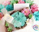 Bright Spring Plantable Paper Flowers - Teals Pinks and Greens