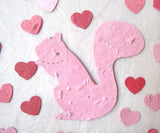 Recycled Ideas Favors plantable paper pink squirrel with mini hearts