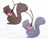 Recycled Ideas Favors plantable paper brown and gray squirrels