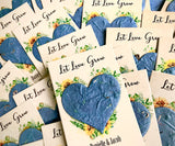 Let Love Grow Sunflower Seed Paper Cards with Navy Plantable Paper Hearts - Recycled Ideas Plantable Paper