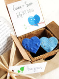 custom seed paper boxes from recycledideas with blue birds