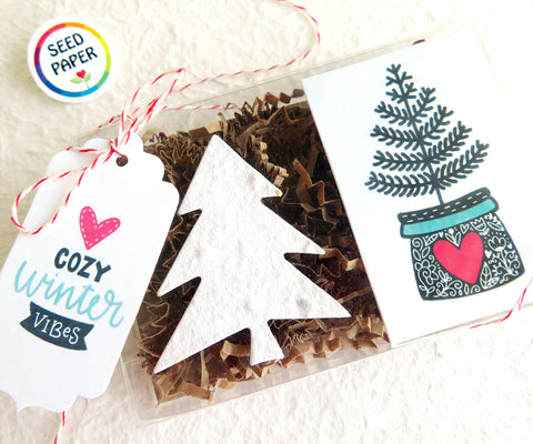 Get Hygge With Seed Paper - Winter Christmas Trees with Flower Seeds - Gift Box