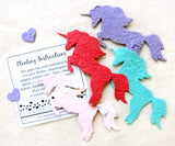 Recycled Ideas Favors plantable paper unicorns red plantable paper aqua plantable paper lilac plantable paper