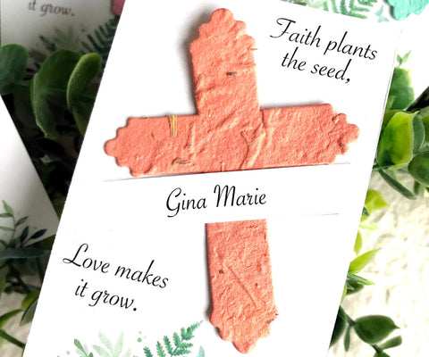 faith plants the seed love makes it grow bible verse 24+ Crosses - Seed Paper Faith Plants the Seed Baptism Favors - Personalized