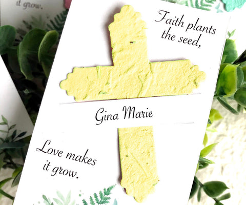 faith plants the seed love makes it grow bible verse 24+ Crosses - Seed Paper Faith Plants the Seed Baptism Favors - Personalized