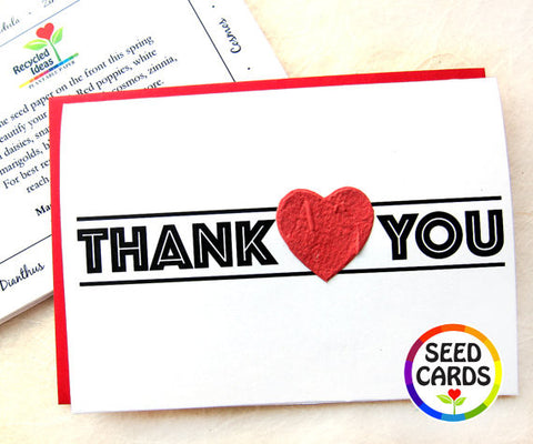 Recycled Ideas Favors thank you card with plantable paper heart