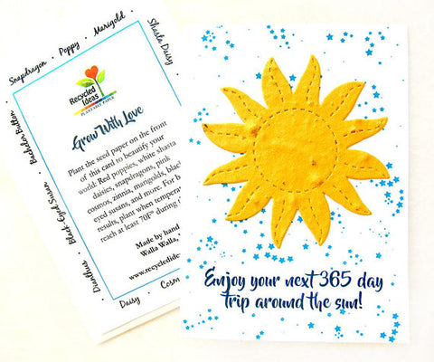 birthday card with flower seeds Plantable 365 Day Trip Around the Sun Flower Seed Birthday Cards
