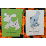 Handmade pet sympathy cards with forget-me-not seed embedded plantable paper dog and cat