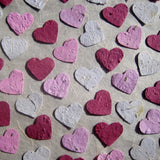Recycled Ideas Favors plantable paper flower seed hearts in Valentine colors