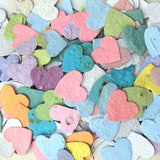 Recycled Ideas Favors plantable paper flower seed hearts in pastel colors