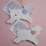 Recycled Ideas Favors plantable seed paper lambs with hearts and cards