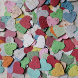 Recycled Ideas Favors plantable paper herb seed hearts in rainbow colors