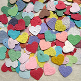 Recycled Ideas Favors plantable paper mini hearts in rainbow colors
