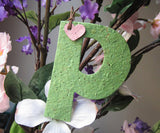 Recycled Ideas Favors plantable paper green P with mini heart