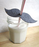Recycled Ideas Favors plantable seed paper black mustache with glass of milk
