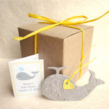 Recycled Ideas Favors plantable paper gray whale with mini heart, gift box and card