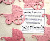 Recycled Ideas Favors plantable paper pink baby carriages with card