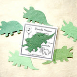 Recycled Ideas Favors plantable paper triceratops with card and bag