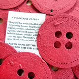 Recycled Ideas Favors plantable paper buttons in red