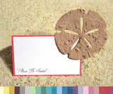 Recycled Ideas Favors tan plantable paper sand dollar with seating card