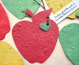Recycled Ideas Favors plantable paper red apple with tied-on mini heart and tag
