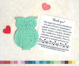 Recycled Ideas Favors plantable paper aqua owl with card and mini hearts