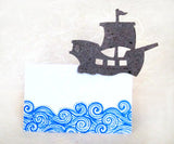 Recycled Ideas Favors plantable paper pirate ship with tent card