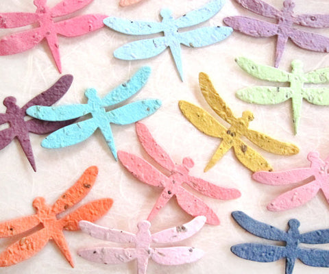 Recycled Ideas Favors plantable paper dragonflies