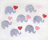 Recycled Ideas Favors plantable seed paper confetti gray elephants with pink mini hearts