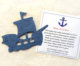 Recycled Ideas Favors plantable paper pirate ship with card
