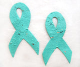 Recycled Ideas Favors plantable paper cervical, ovarian cancer support ribbons