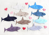 20 Seed Paper Sharks - Valentines Plantable Ocean Life Party Favors - Wedding and Birthday Option - Personalized Cards Included