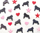 Recycled Ideas Favors plantable seed paper confetti black and gray gorillas with mini hearts