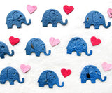 Recycled Ideas Favors plantable seed paper confetti blue elephants with pink mini hearts