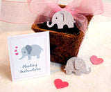 Recycled Ideas Favors plantable seed paper gray elephants with hearts, card and biodegradable pot