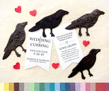 Recycled Ideas Favors plantable paper crows with hearts and cards