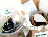 Recycled Ideas Favors plantable paper herb favor with plantable pot, box and biodome