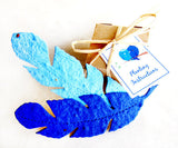 Recycled Ideas Favors plantable paper feathers with card and gift box