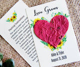 Kraft Sunflower Wedding Favor Cards - with flower seed paper hearts