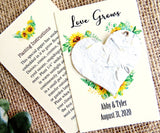 Sunflower Wedding Favor Cards - with flower seed paper hearts