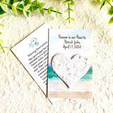 Beach Memorial Favors with Flower Seed Paper Blooming Heart - Personalized Cards