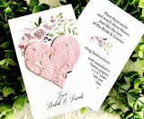 Personalized Seed Paper Wedding Favor Cards - Floral - Your choice plantable heart color